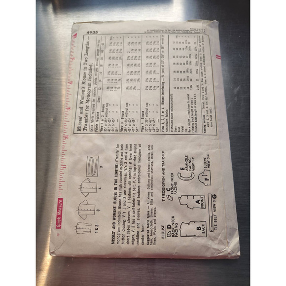 Vintage Simplicity 4935 Misses'‎ and Womens Blouse in 2 Lengths size 14 b… - Picture 2 of 2